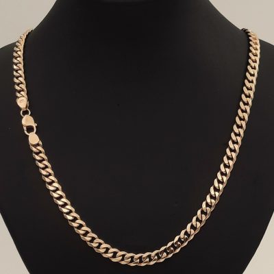9ct yellow gold bevelled curb link necklace 82.8 grams 60.5cm