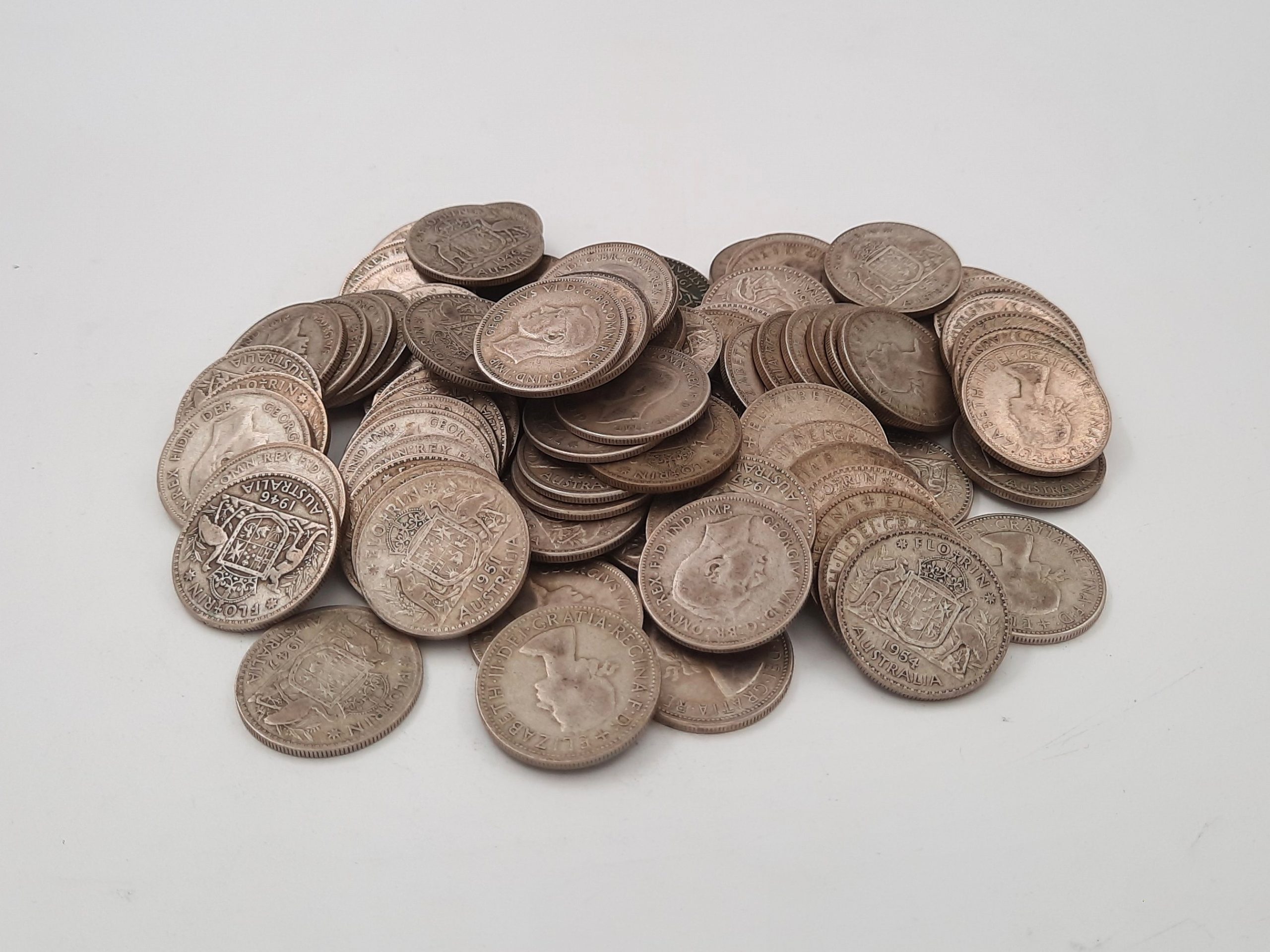 Kilo Bulk Lot (1kg) of 50% Silver Pre-Decimal Australian Florin Coins