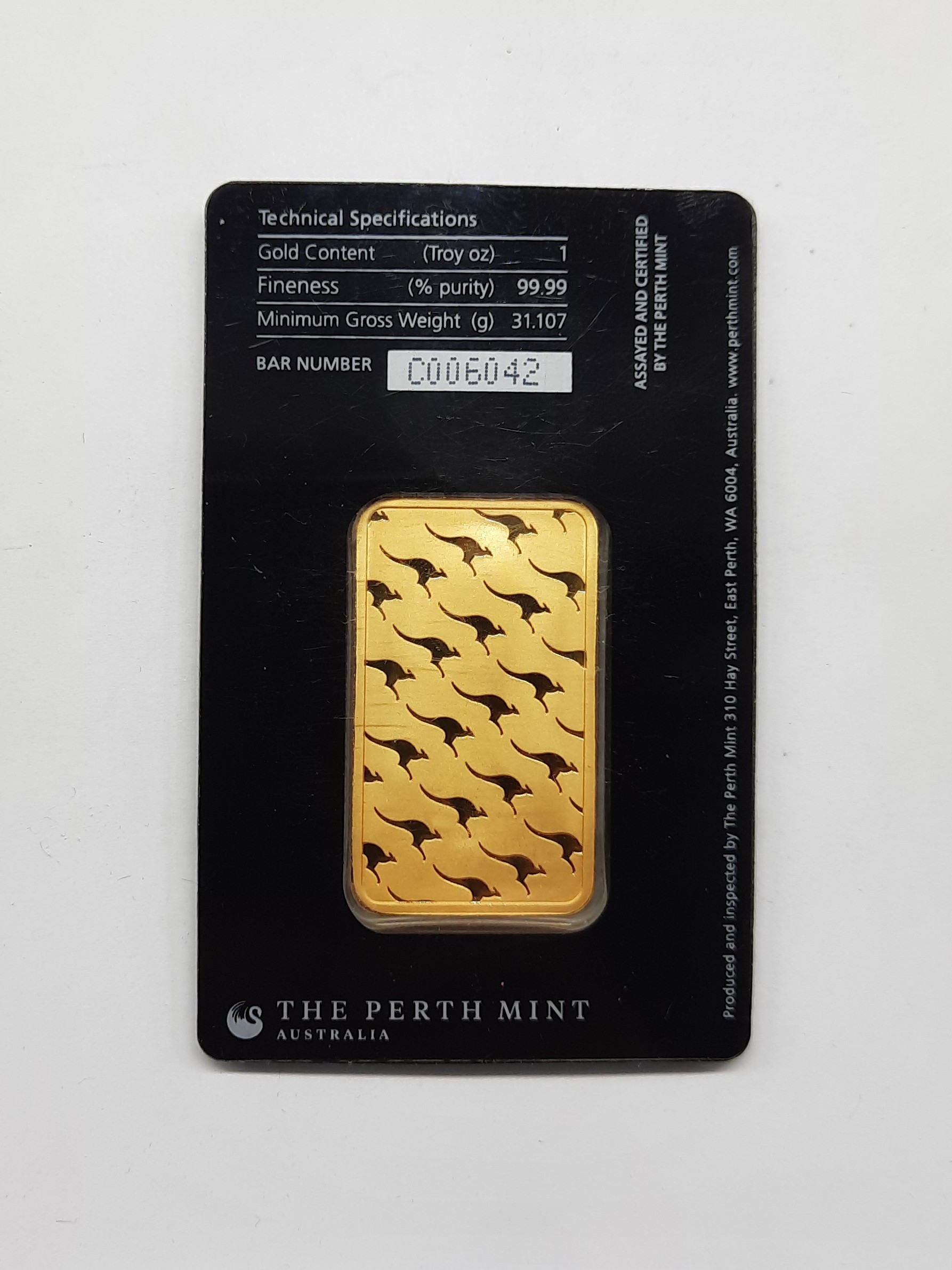 PERTH MINT 1oz 99.99% PURE GOLD MINTED BAR ON CARD - Image 2