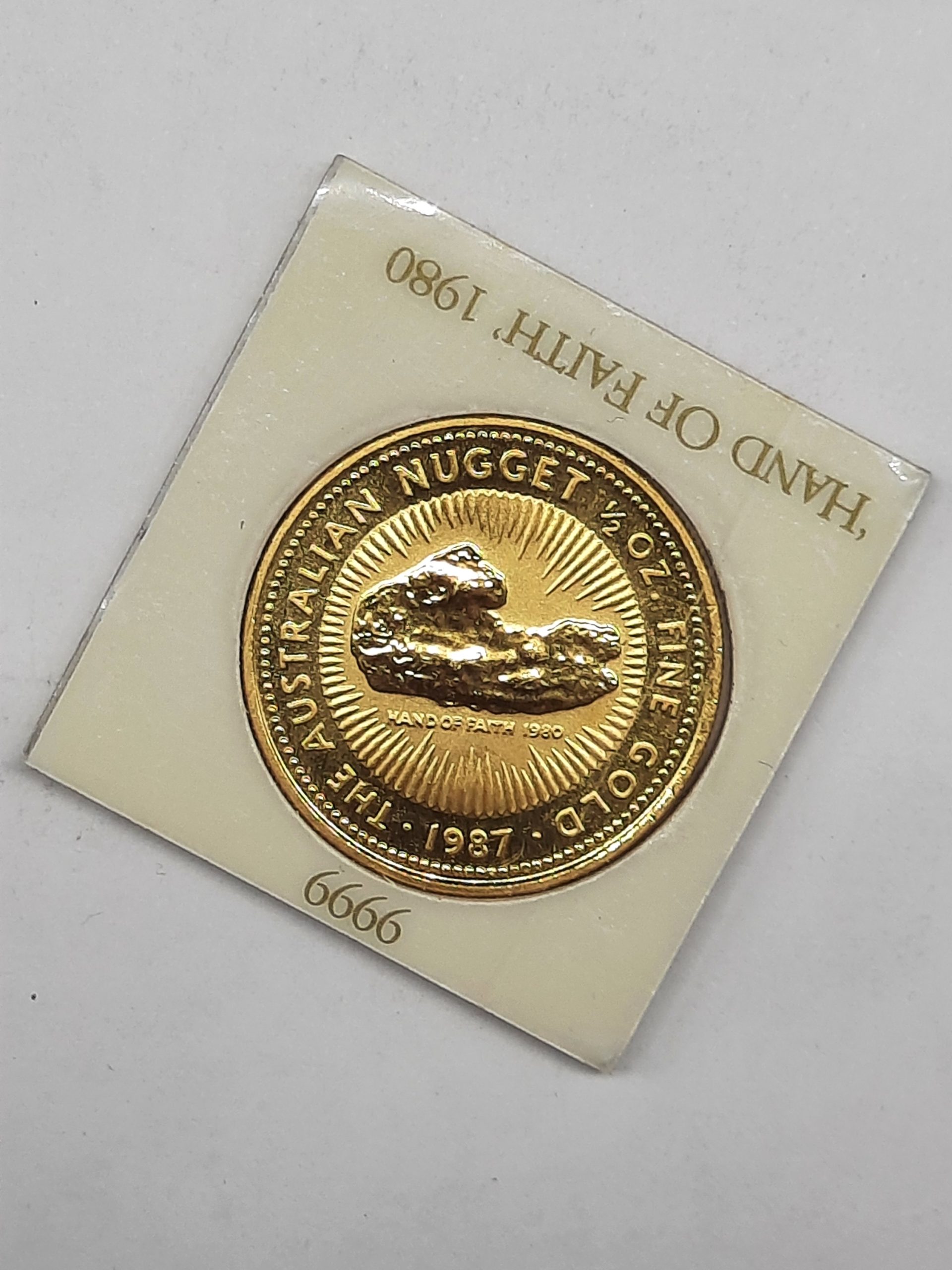 1987 Perth Mint 1/2oz 9999 Gold Coin (The Australian Nugget Series) Hand of Faith