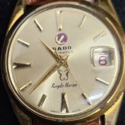 Vintage Rado Purple Horse Manual Wind Mens Watch 34mm