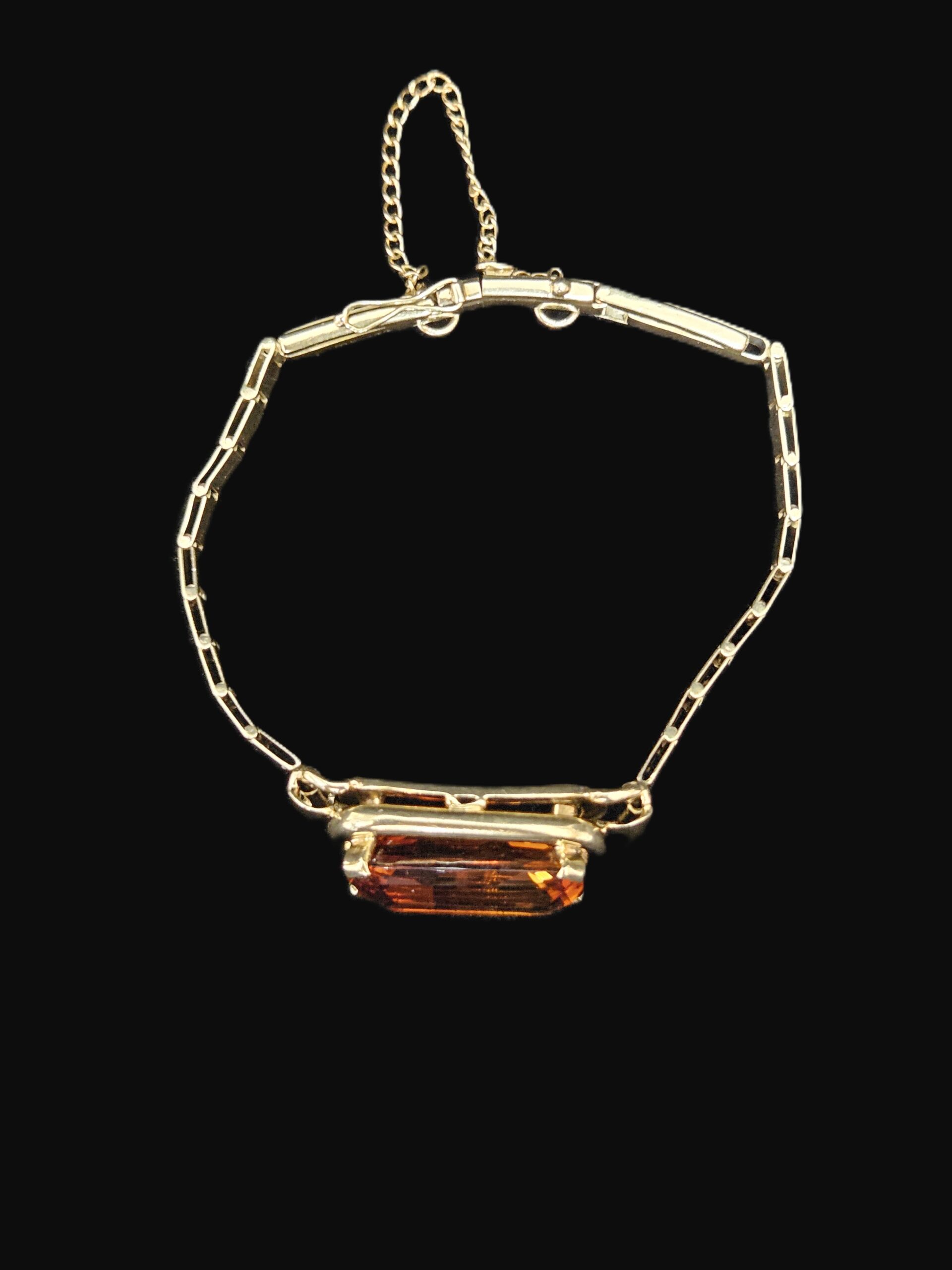 Vintage 14ct Yellow Gold Bracelet Set with a 28ct Citrine Valuation $7290.00 AUD - Image 4