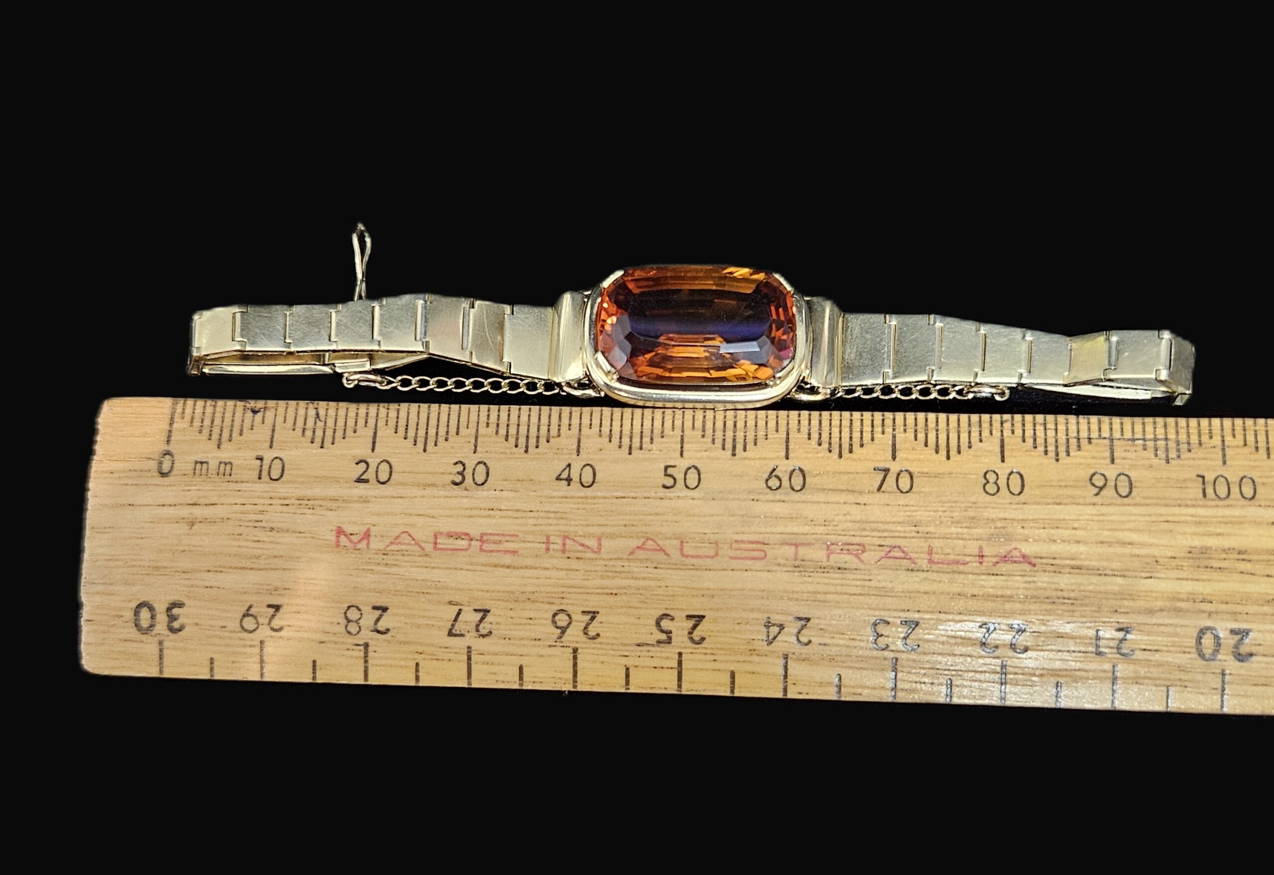 Vintage 14ct Yellow Gold Bracelet Set with a 28ct Citrine Valuation $7290.00 AUD - Image 5