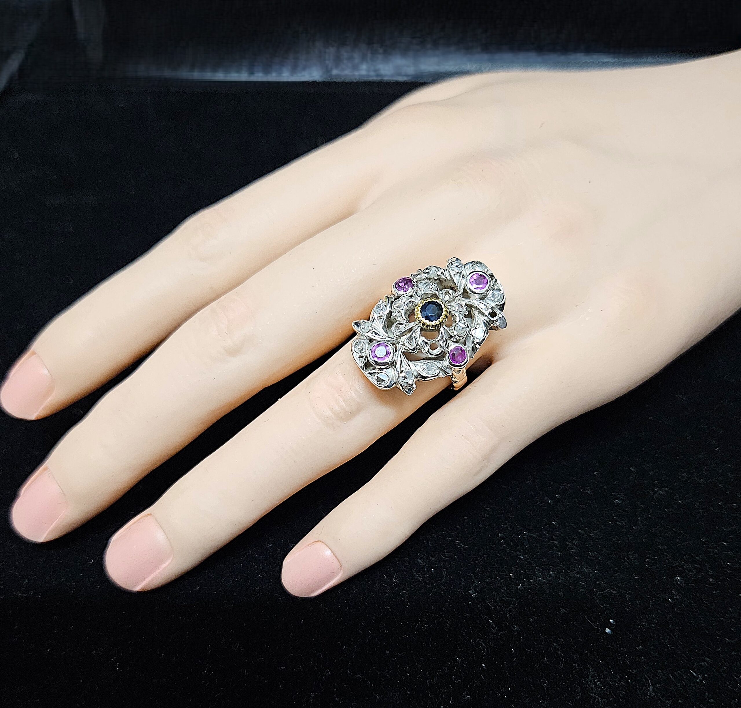 Antique 9ct & Silver Gem Set Dress Ring Size M1/2 Weight 7.5 grams Valuation $5000 AUD - Image 3