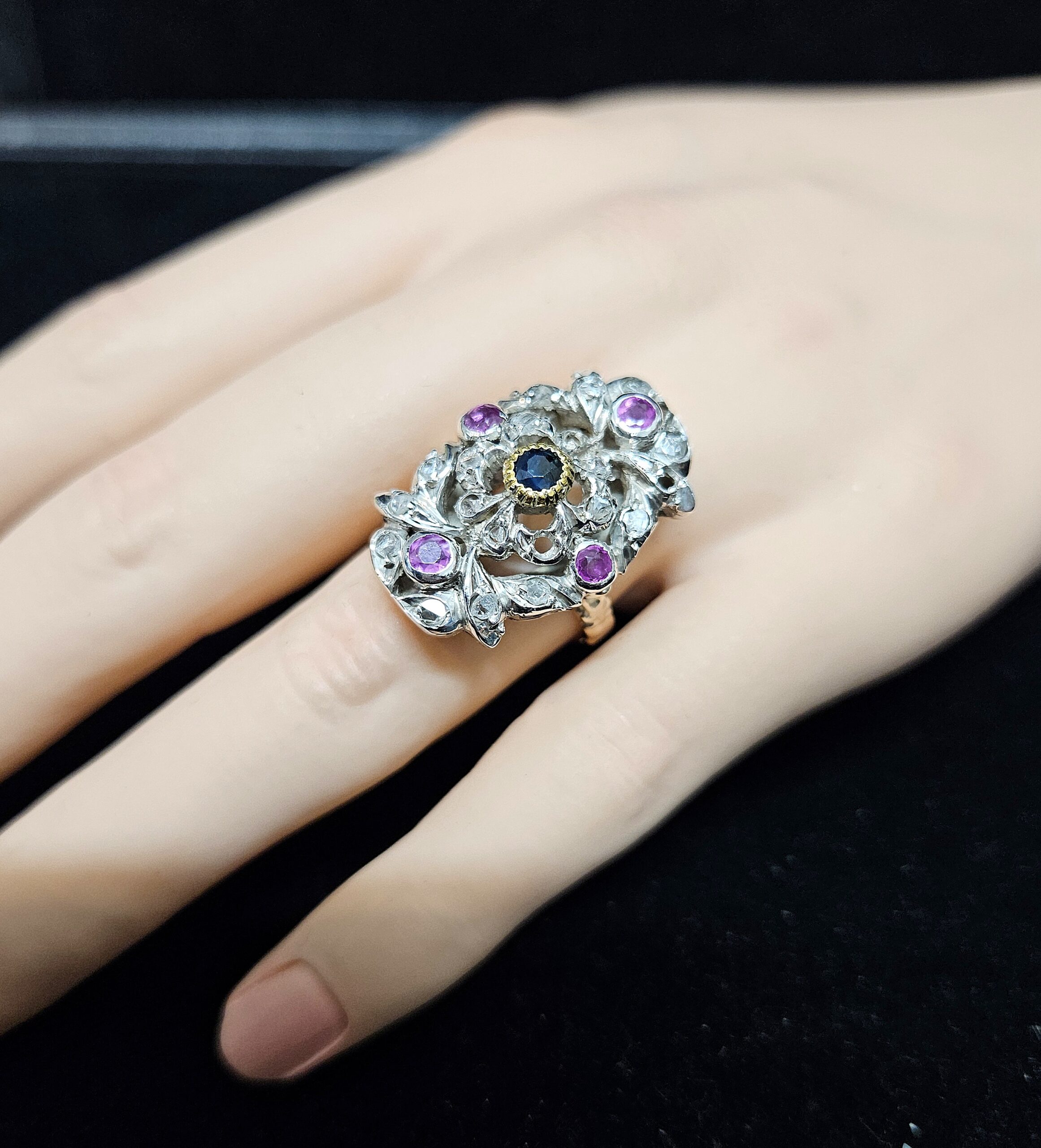 Antique 9ct & Silver Gem Set Dress Ring Size M1/2 Weight 7.5 grams Valuation $5000 AUD - Image 4
