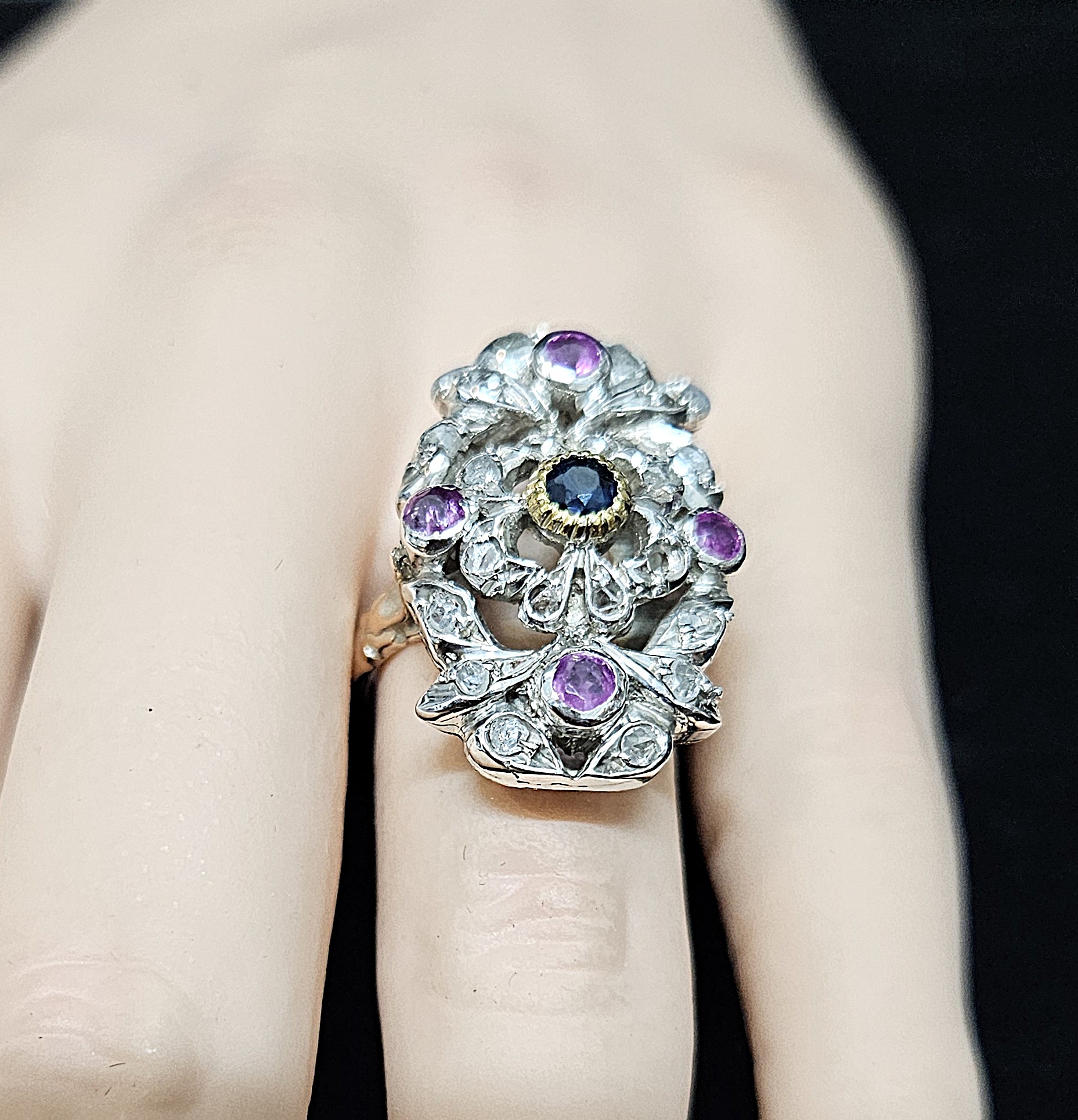 Antique 9ct & Silver Gem Set Dress Ring Size M1/2 Weight 7.5 grams Valuation $5000 AUD - Image 5