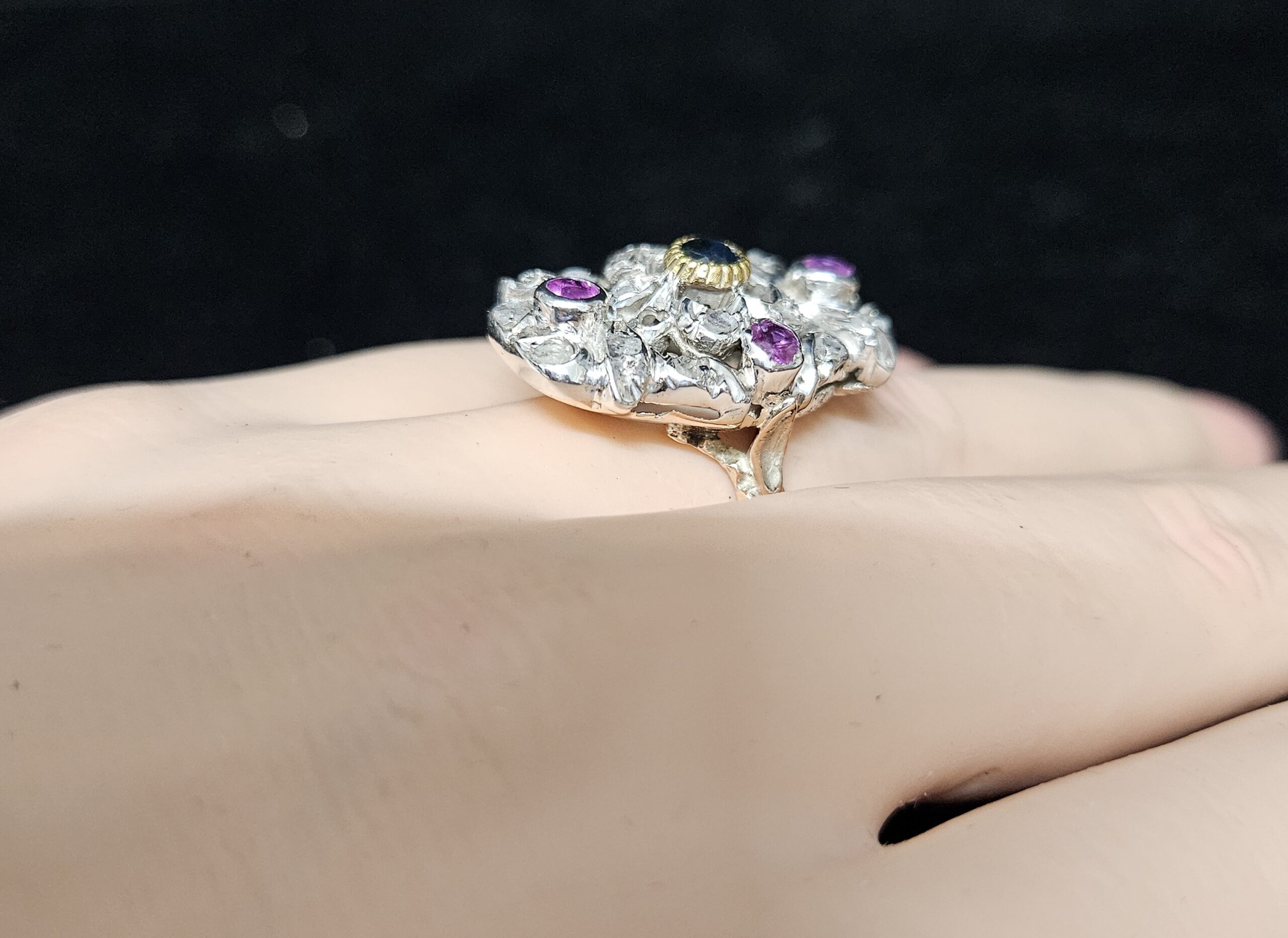 Antique 9ct & Silver Gem Set Dress Ring Size M1/2 Weight 7.5 grams Valuation $5000 AUD - Image 6
