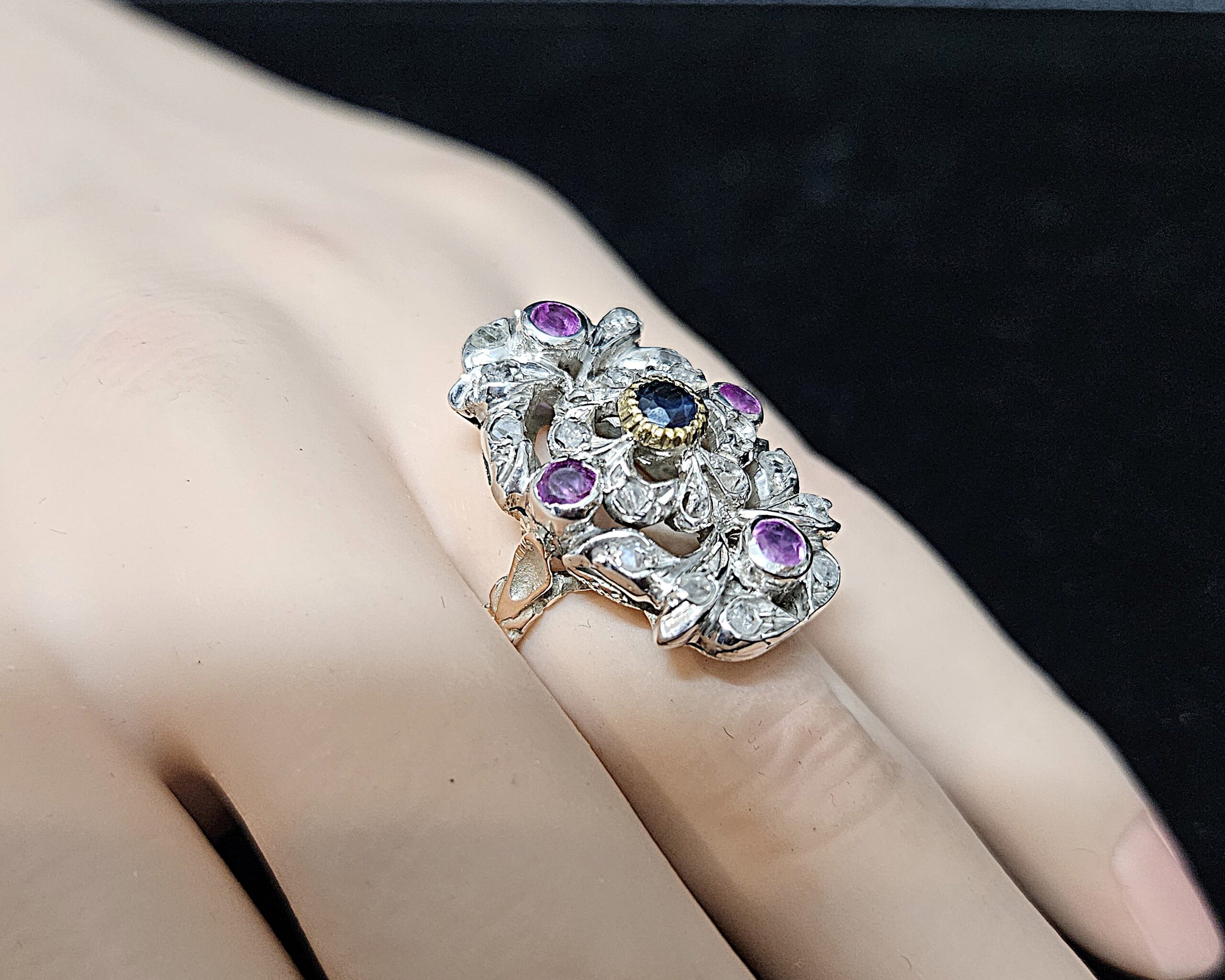Antique 9ct & Silver Gem Set Dress Ring Size M1/2 Weight 7.5 grams Valuation $5000 AUD - Image 8