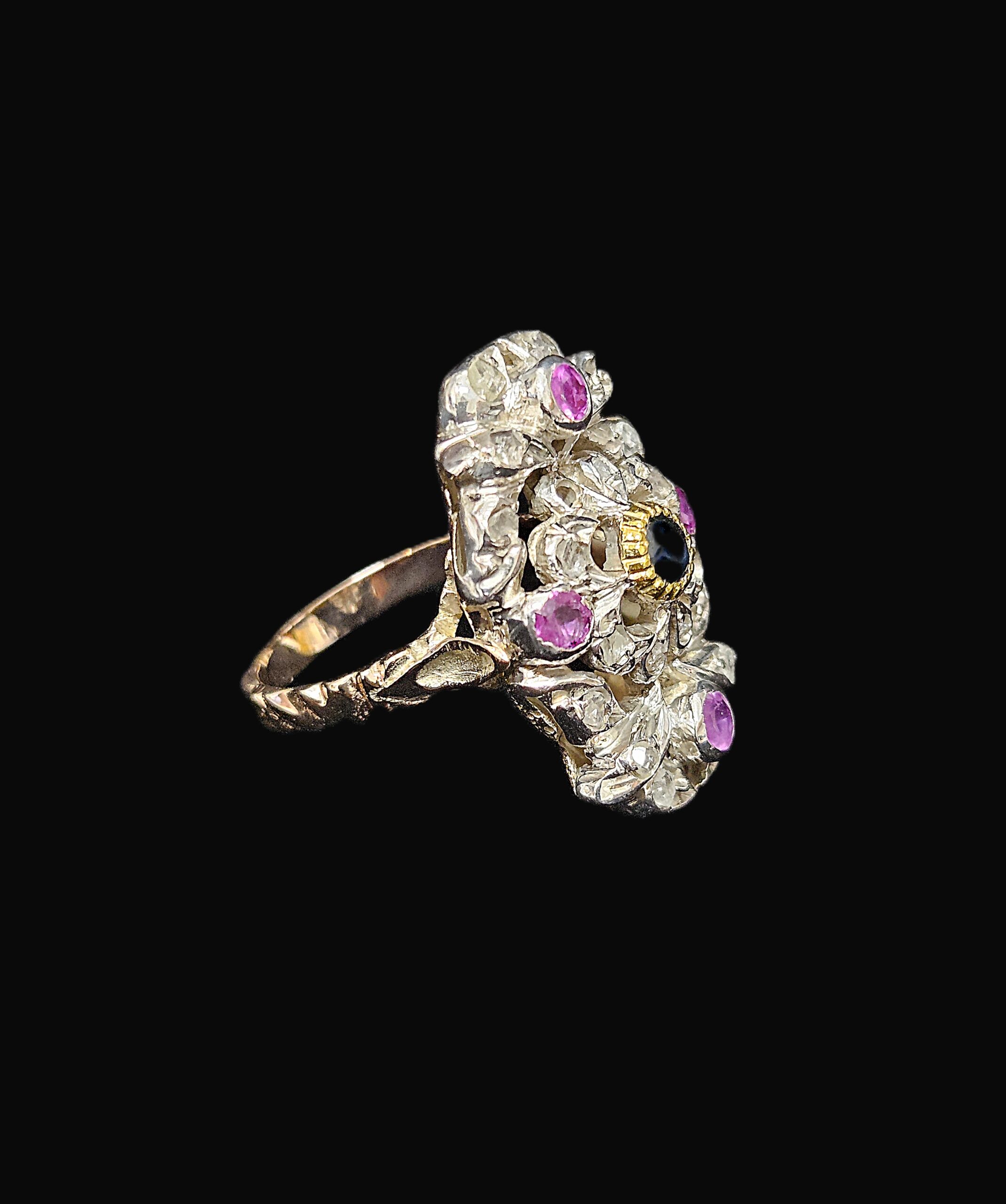 Antique 9ct & Silver Gem Set Dress Ring Size M1/2 Weight 7.5 grams Valuation $5000 AUD - Image 9