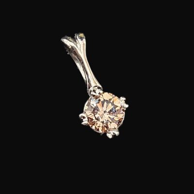 18ct White Gold Cognac Solitaire Diamond Pendant 0.65ct (Est) Val $4400.00 AUD