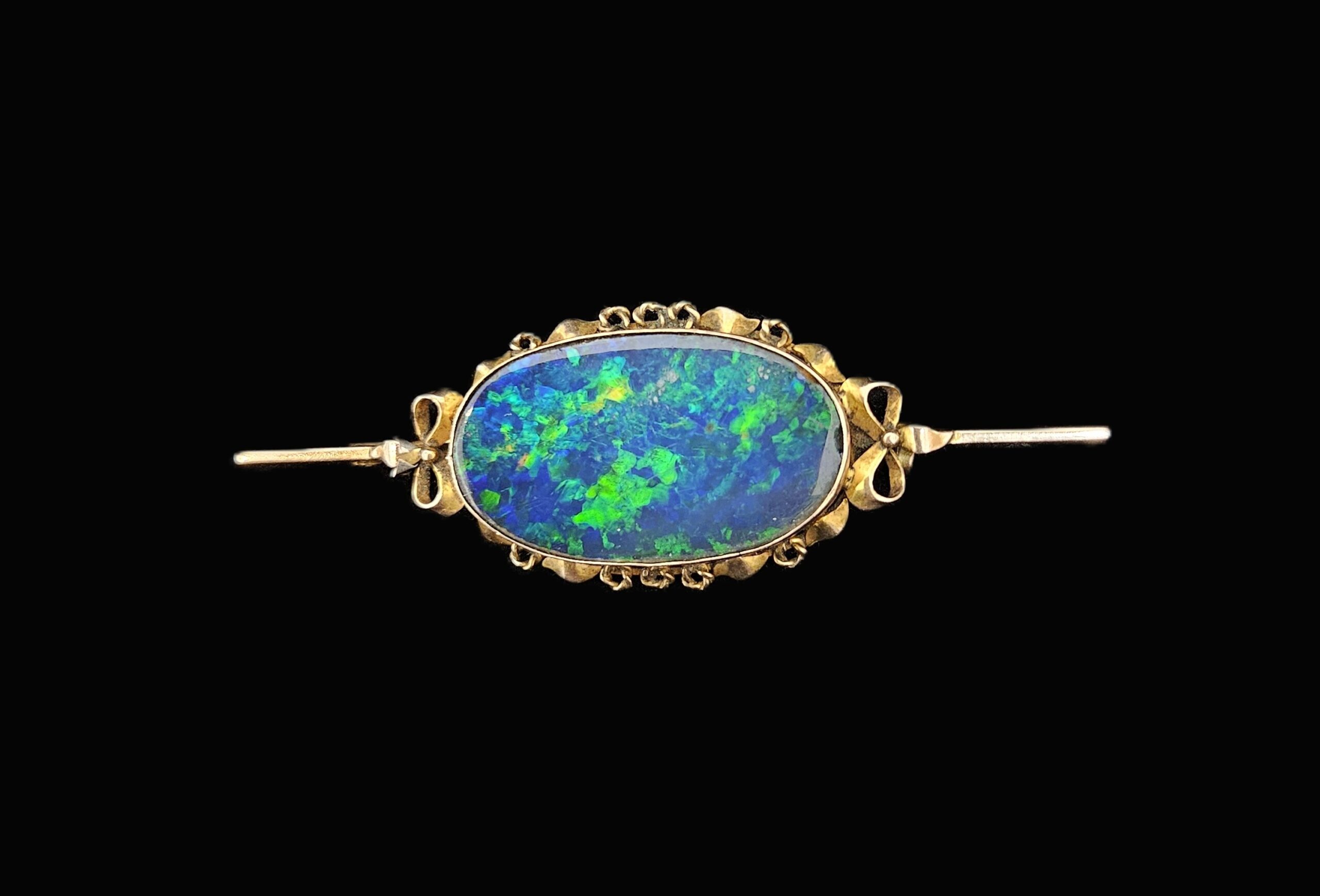 9ct Rose Gold Vintage Opal Doublet Brooch Valuation $6000AUD Weight 6.41grm - Image 3