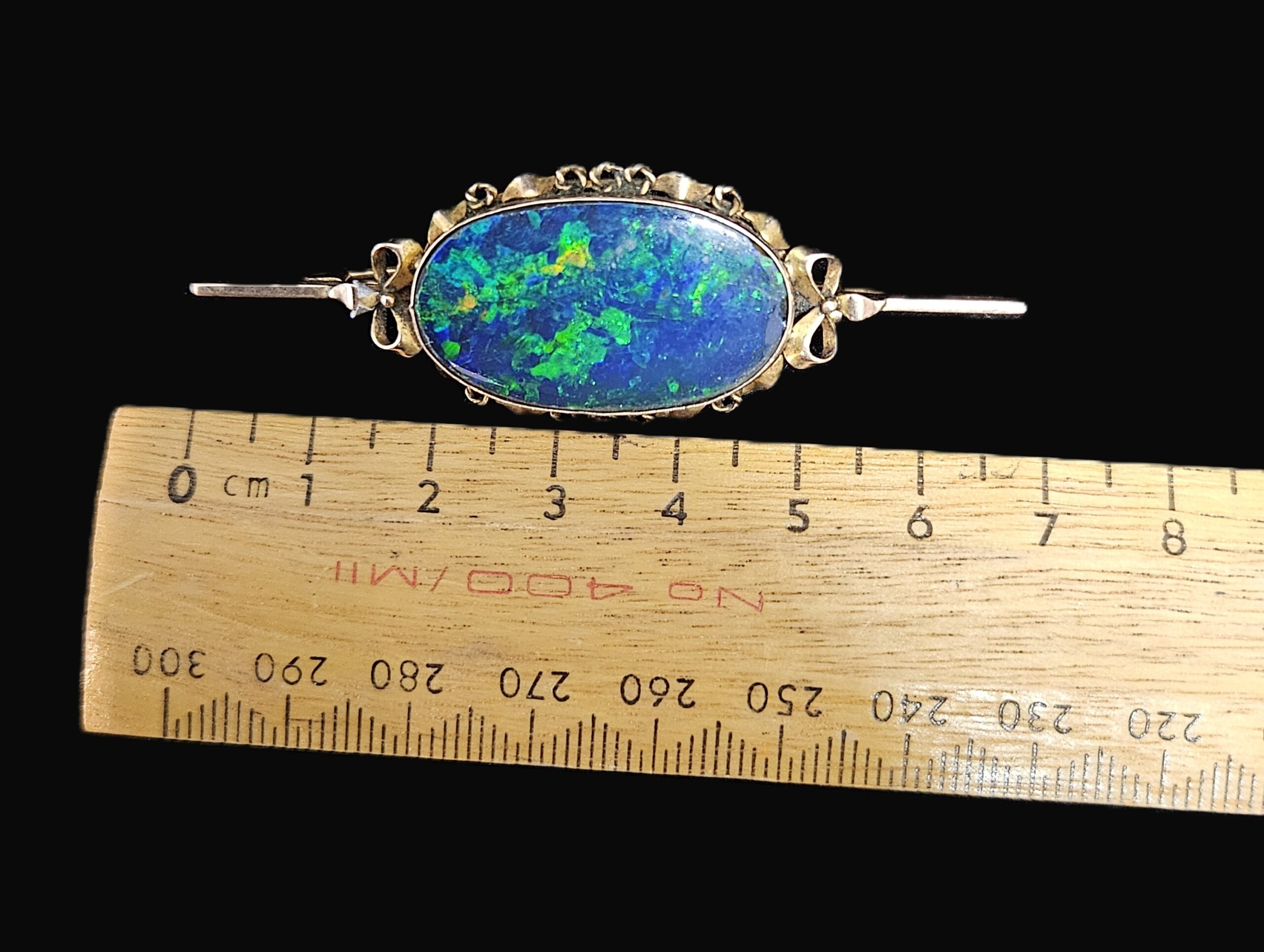 9ct Rose Gold Vintage Opal Doublet Brooch Valuation $6000AUD Weight 6.41grm - Image 4