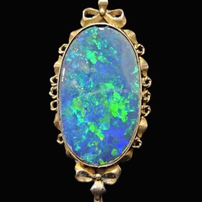 9ct Rose Gold Vintage Opal Doublet Brooch Valuation $6000AUD Weight 6.41grm