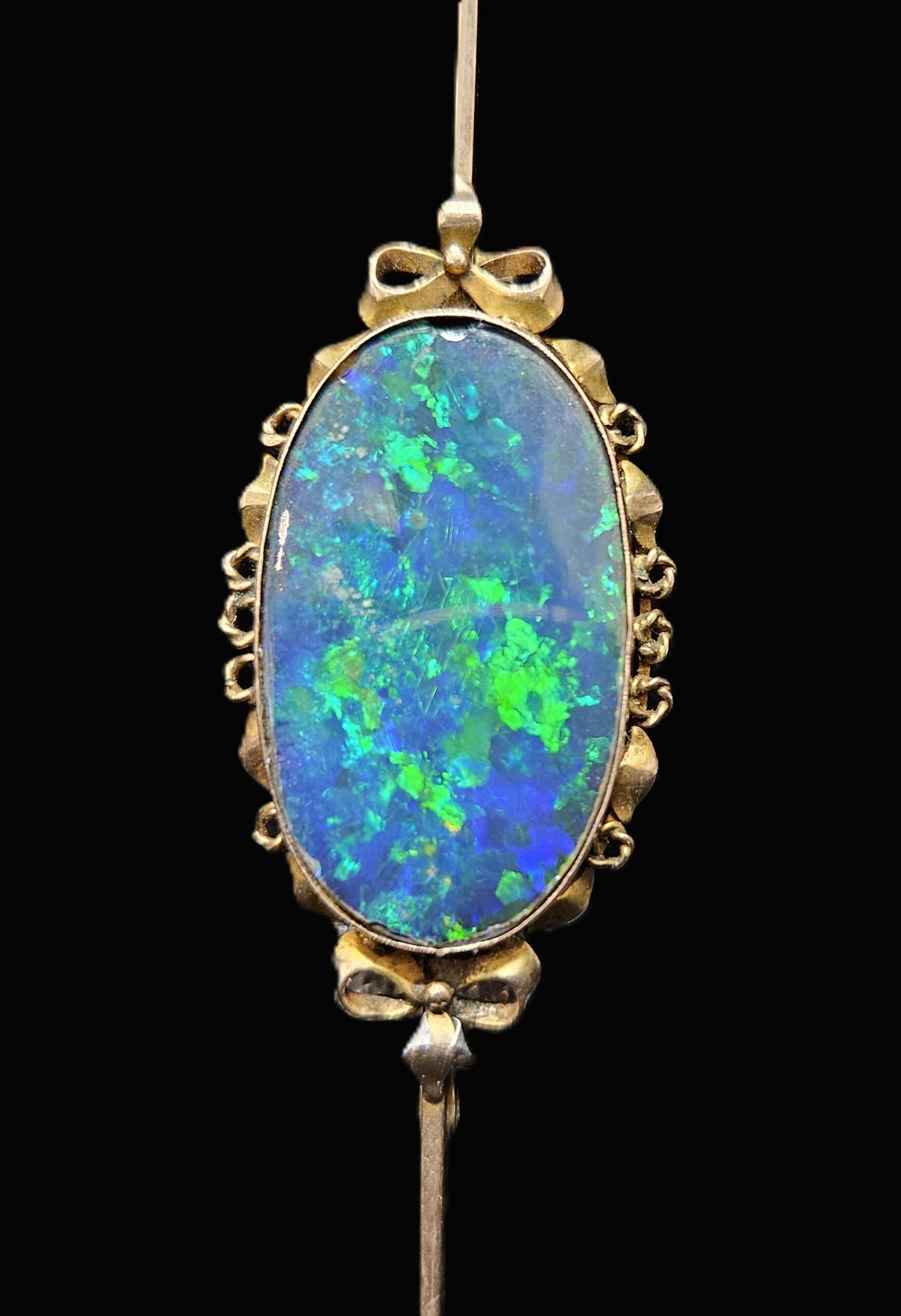 9ct Rose Gold Vintage Opal Doublet Brooch Valuation $6000AUD Weight 6.41grm