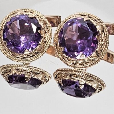 9ct Rose Gold Synthetic Colour Change Alexandrite Cufflinks 14.8 Gms Valuation $4700.00 AUD