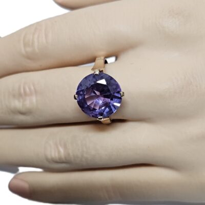 9ct Rose Gold Synthetic Colour Change Alexandrite Dress Ring Size Q1/2 Valuation $2650.00AUD