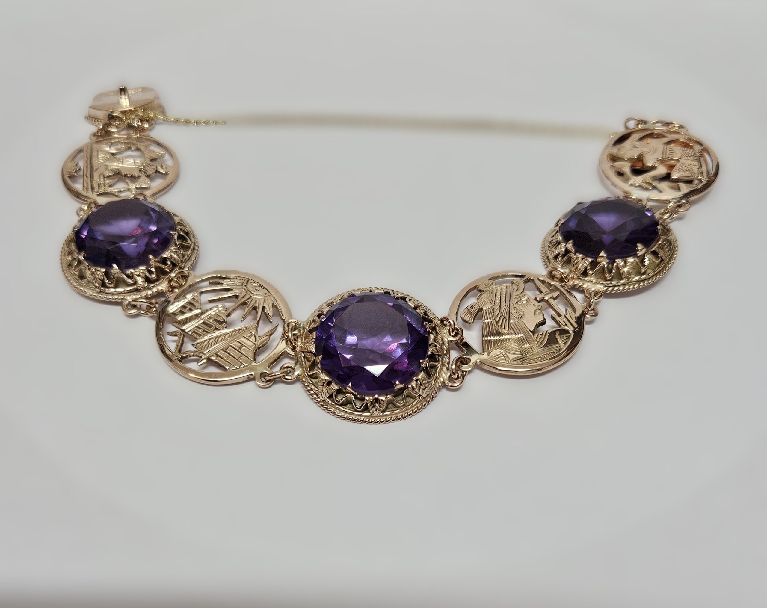 9ct Rose Gold Synthetic Alexandrite Colour Change Bracelet Valuation $10900.00 AUD - Image 2