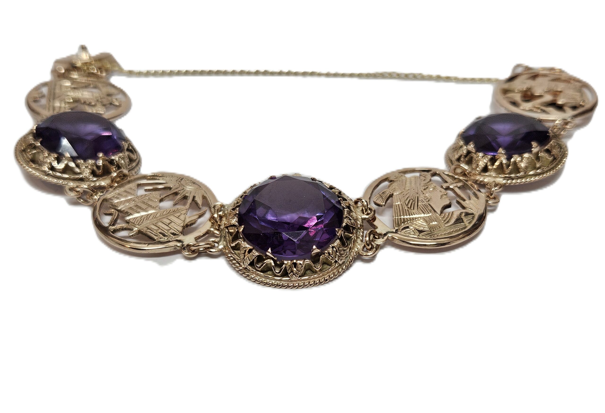 9ct Rose Gold Synthetic Alexandrite Colour Change Bracelet Valuation $10900.00 AUD - Image 3