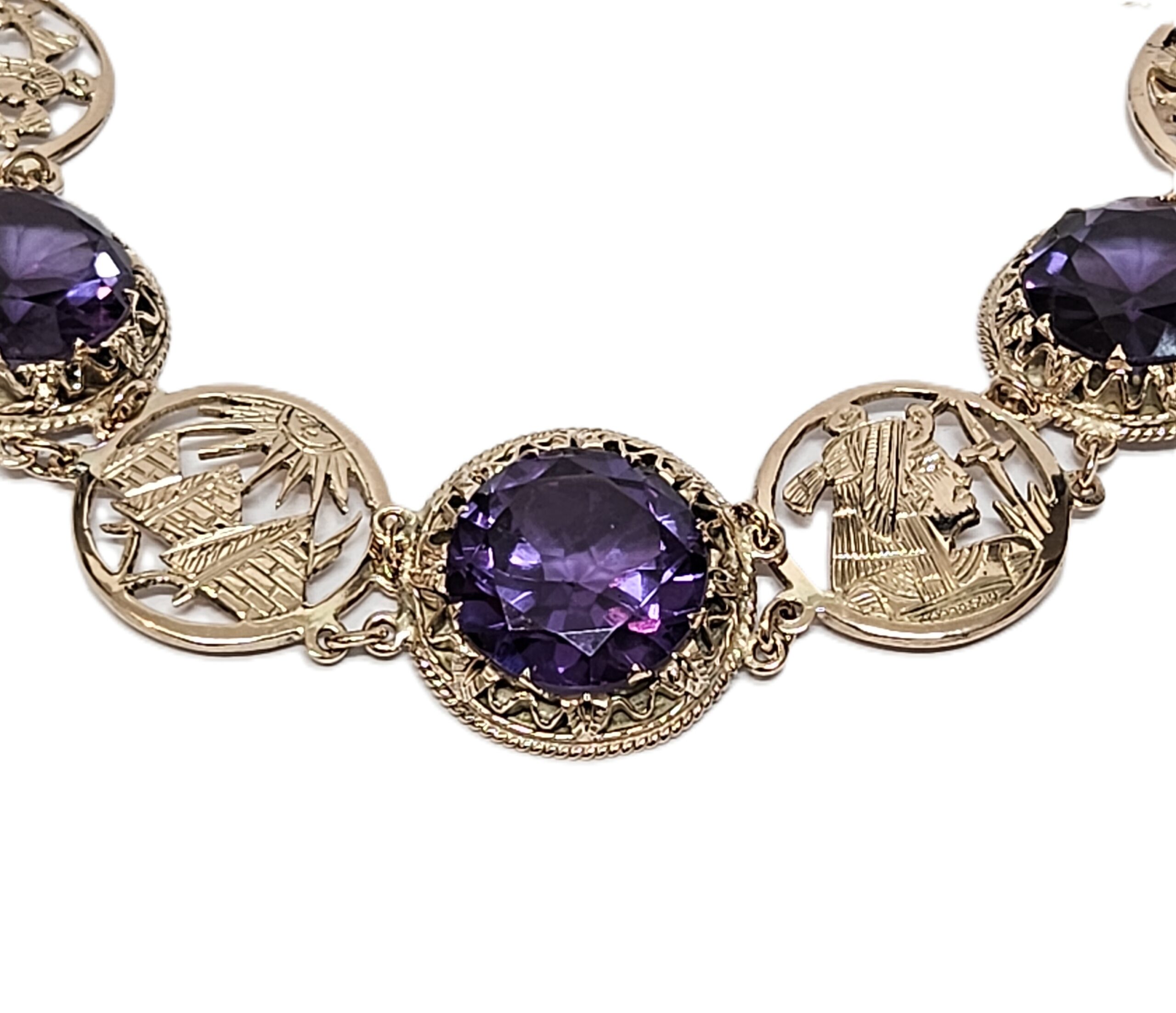 9ct Rose Gold Synthetic Alexandrite Colour Change Bracelet Valuation $10900.00 AUD - Image 4