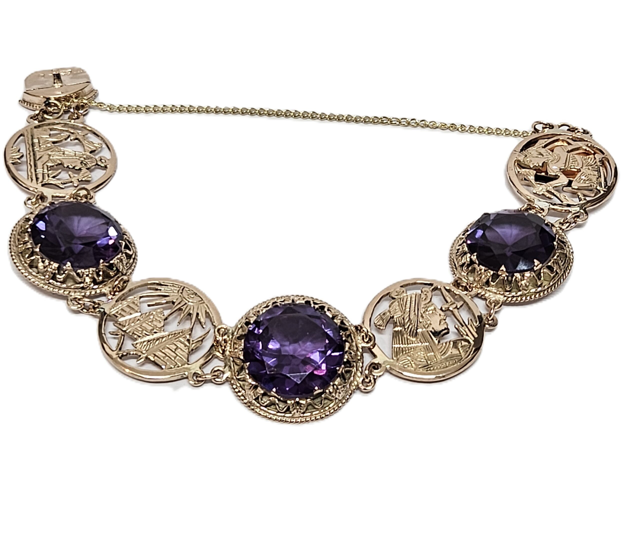 9ct Rose Gold Synthetic Alexandrite Colour Change Bracelet Valuation $10900.00 AUD - Image 5