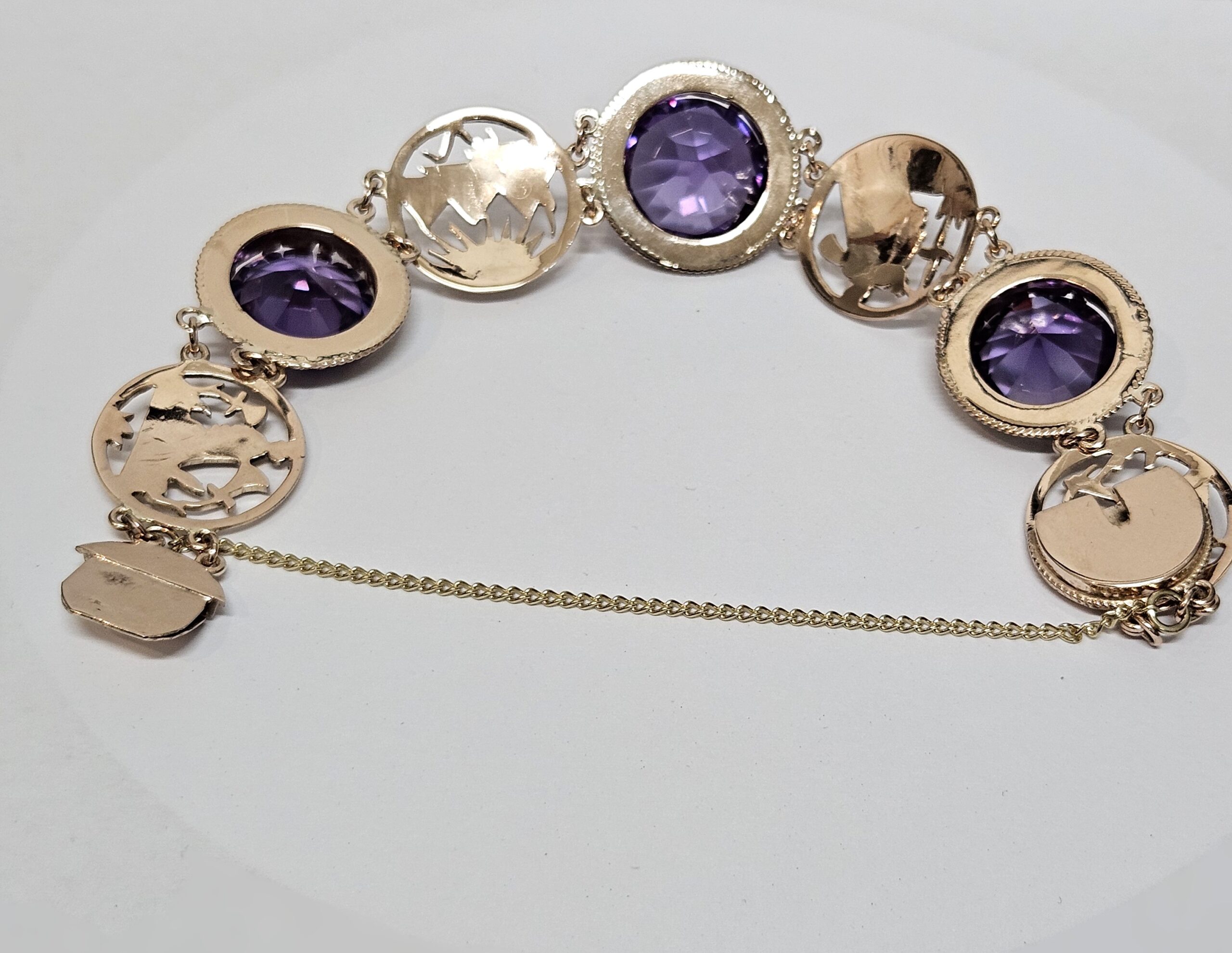 9ct Rose Gold Synthetic Alexandrite Colour Change Bracelet Valuation $10900.00 AUD - Image 6