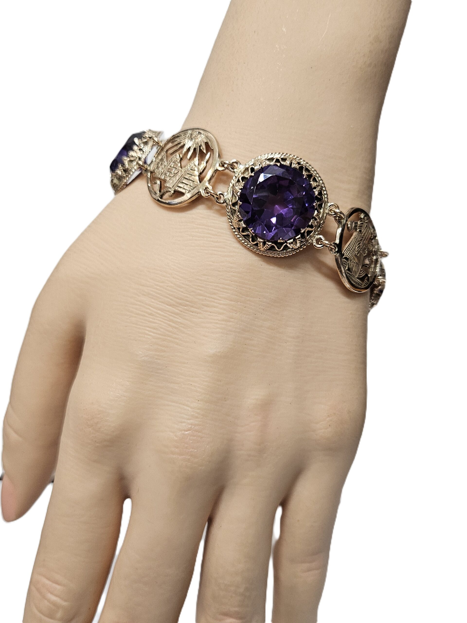9ct Rose Gold Synthetic Alexandrite Colour Change Bracelet Valuation $10900.00 AUD - Image 8