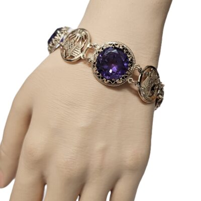 9ct Rose Gold Synthetic Alexandrite Colour Change Bracelet Valuation $10900.00 AUD