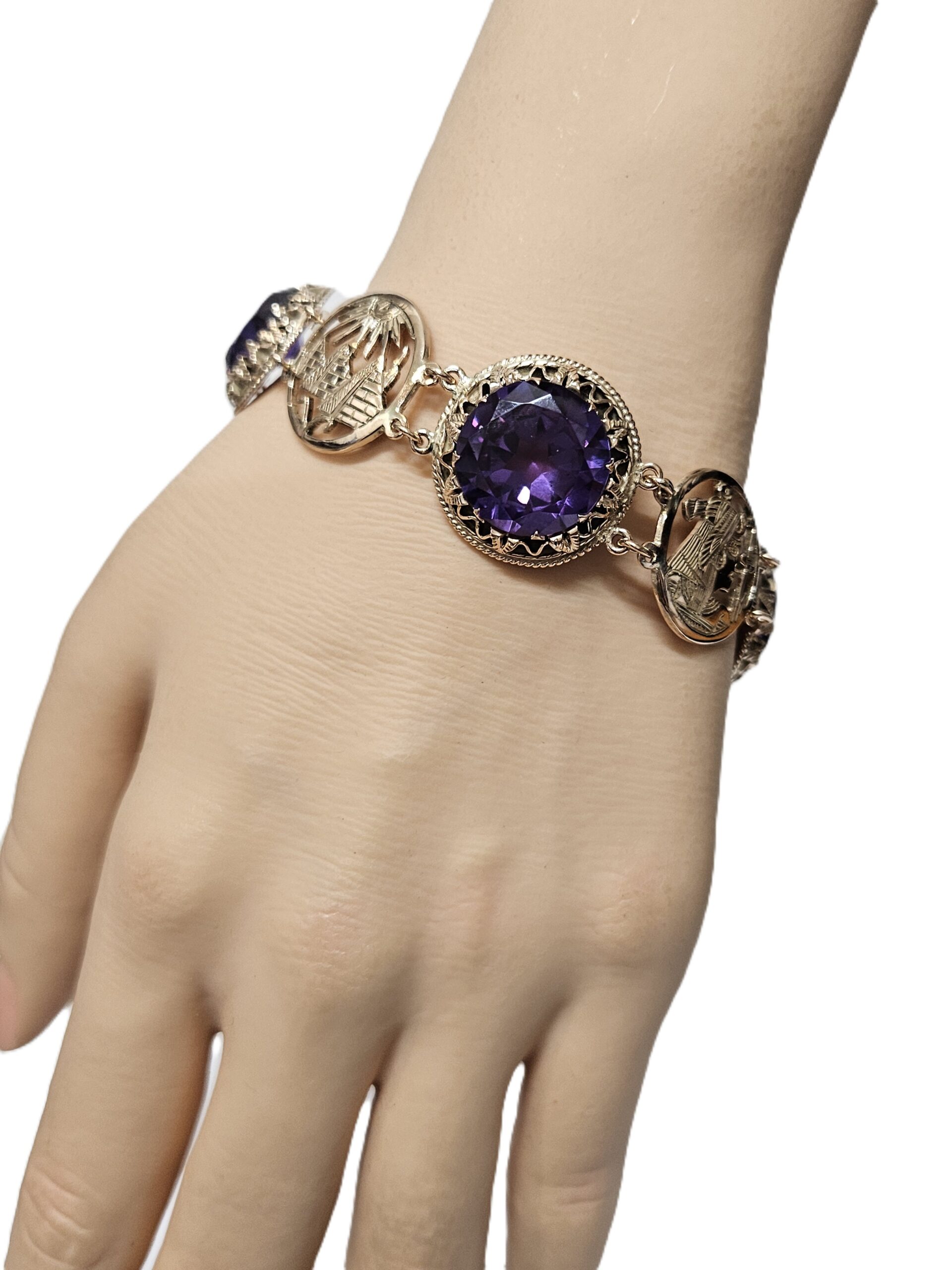 9ct Rose Gold Synthetic Alexandrite Colour Change Bracelet Valuation $10900.00 AUD