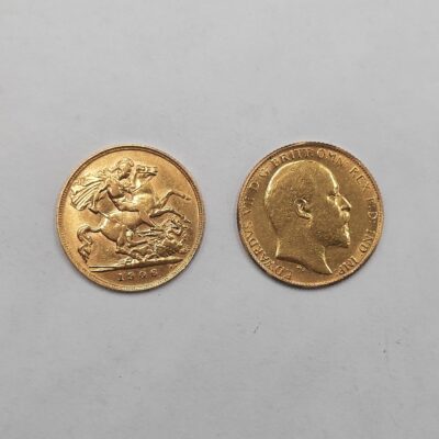 1900's London Mint 22ct Gold Half Sovereign Coins